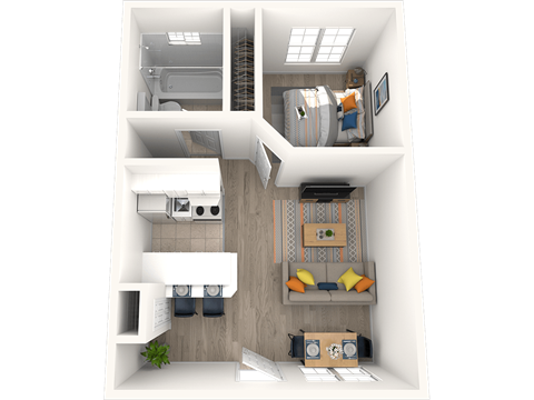 a floor plan of a 1 bedroom apartment